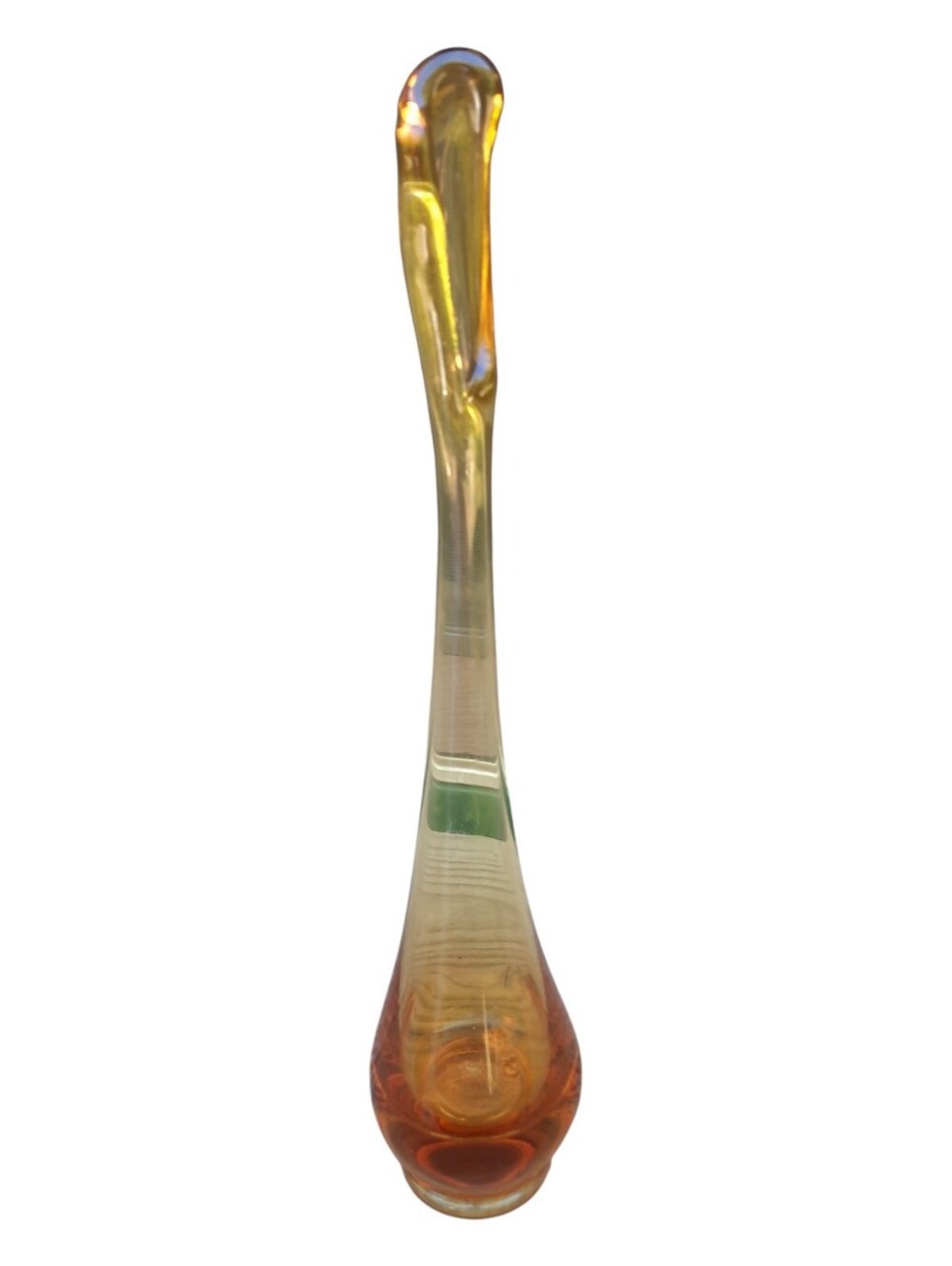 Vintage MCM 1960s Viking Glass Amber Swung Glass Bud Vase Translucent Glow 11"